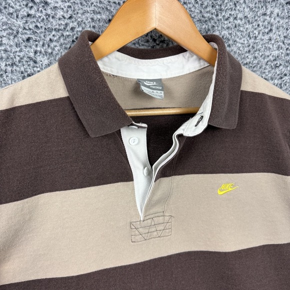 Vintage Nike Shirt Mens XL Colorblock Stripe Rugby Polo Streetwear Y2K - Picture 9 of 13